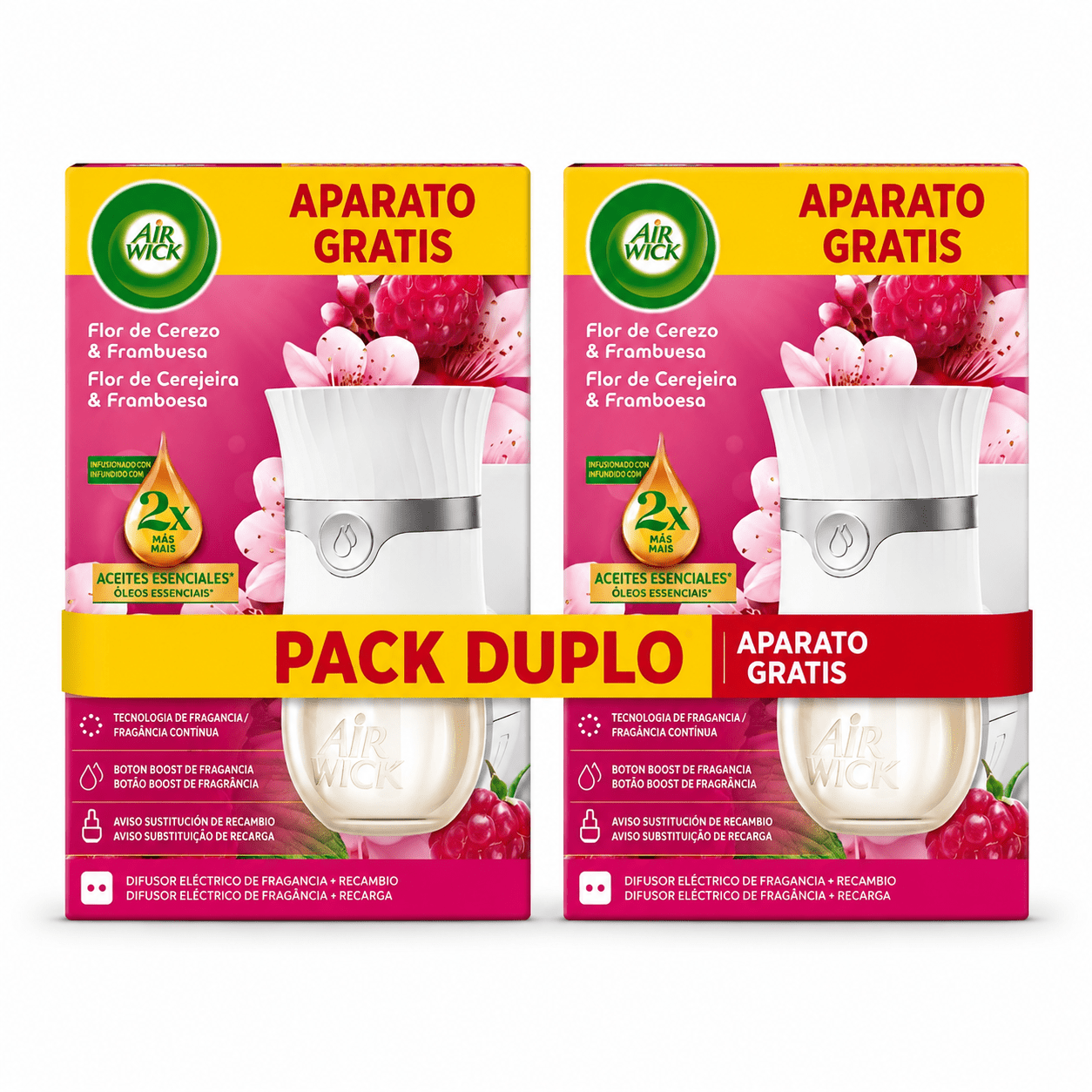 TEMU Air Wick Ambientador Eléctrico y Frambuesa Pack Duplo | 2 Aparatos + 2 Recambios | Aceites Esenciales