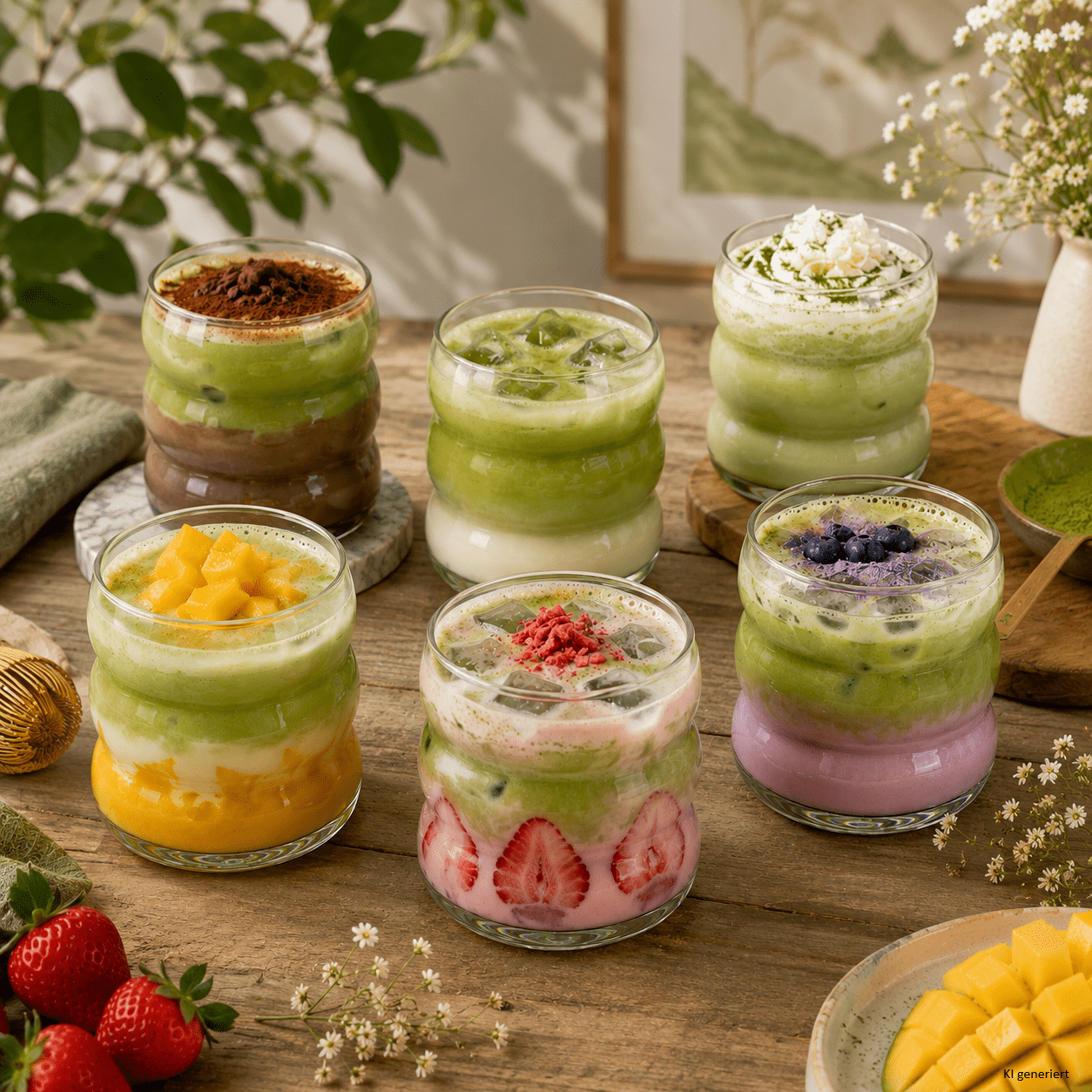 Image of 6-piece Set Matcha Glasses 360ml With , Clear Drinking Glasses For , Iced Tea, Soft Drinks, Cocktails, Whisky, And , Wave Glass