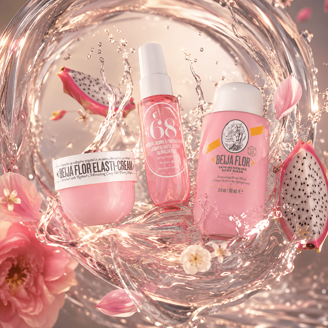 Image of Body Care Set For Women 3pcs – Perfumed Mist, Hydrating Cream And Shower Gel – Travel Size – Floral And Fruity Scent