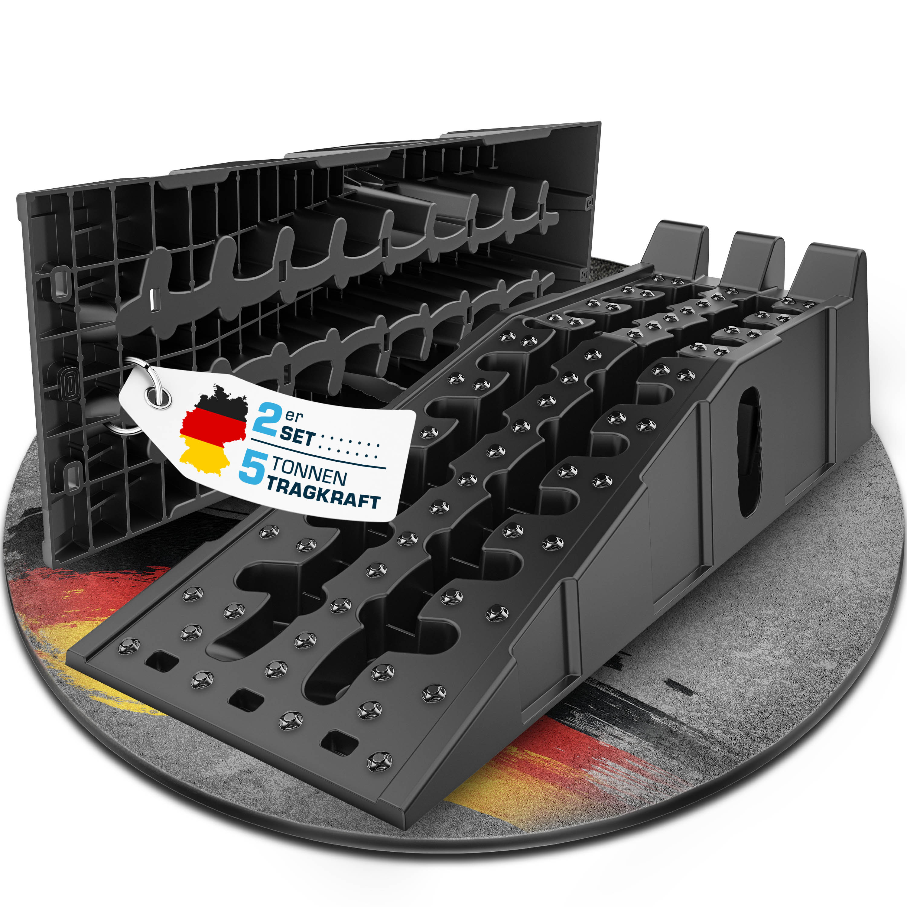 TEMU SELLOGX Auffahrrampe PKW 2er Set bis 5 T | Hochbelastbare Auto Rampe | Auffahrhilfe & Einfahrt Rampe rutschfest für Wohnmobil, Anhänger, Garage,