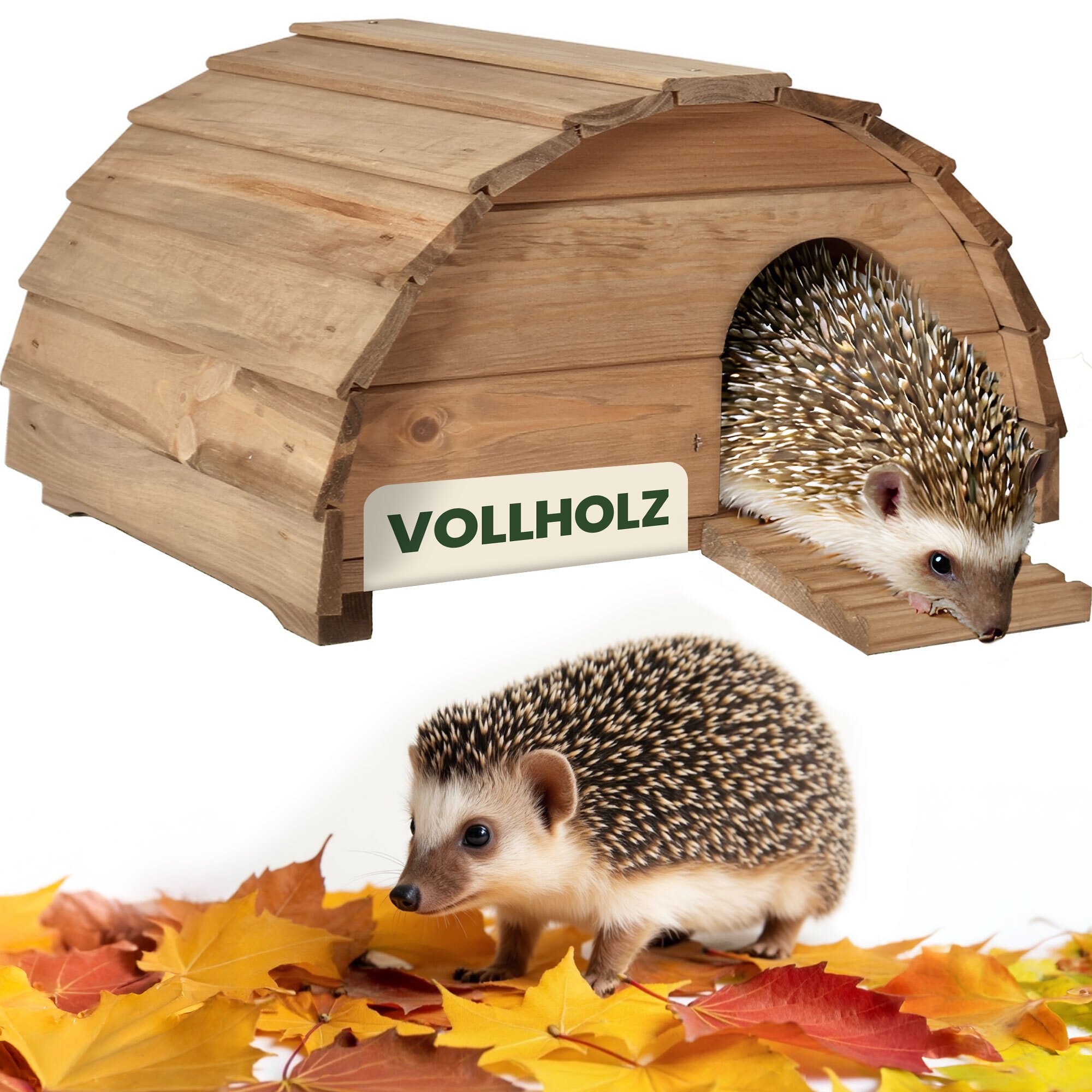 TEMU Hedgehog House Weatherproof 40 X 35 X 25 Cm Made Of Solid Wood - Hedgehog Hut And Winter Quarters For The Garden With Labyrinth Entrance 11 X 13