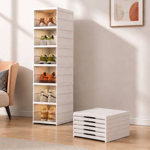 imagem do item organizador de sapatos dobrável de 3/6/9 níveis, extensível com portas transparentes, armário portátil para calçado, , ideal para quarto, corredor e casa