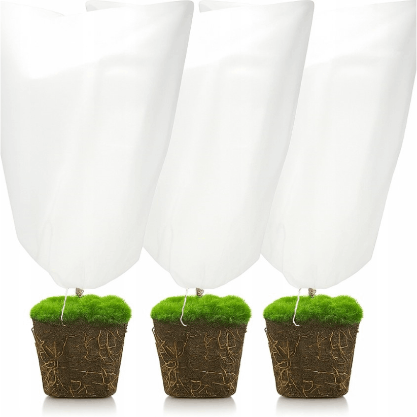 Set Of 3 Winter Plant Protection Caps Made Of White Agrofiber Durable