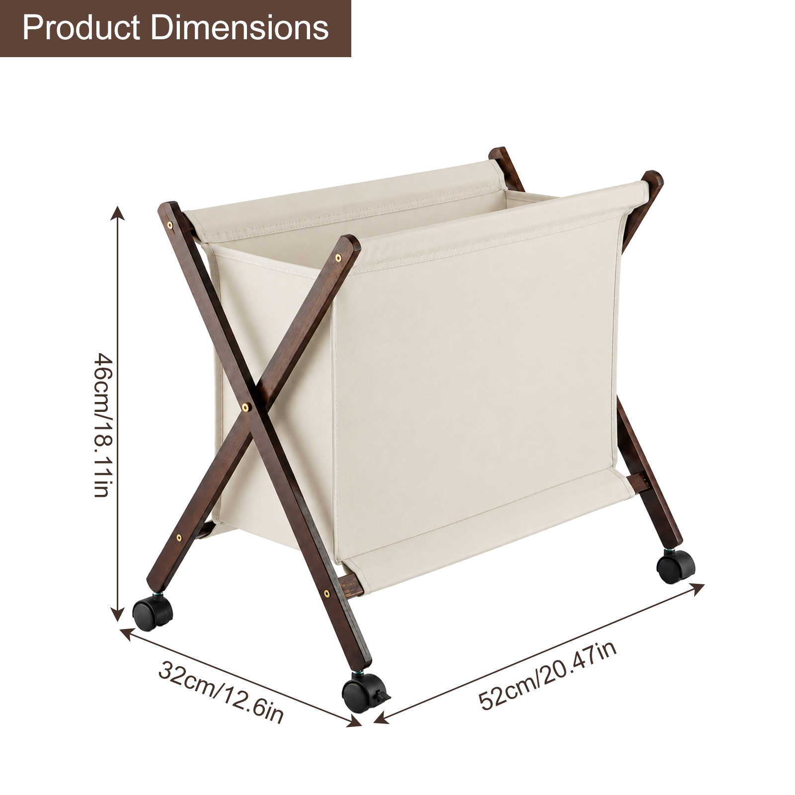Retro Foldable Laundry Basket with Wheels, Wooden Hamper