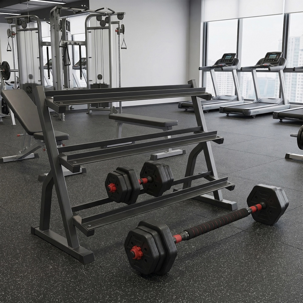 TEMU Halterstang- en halterset met gewichten van 10 kg, verstelbare zeshoekige halters voor de thuisgym, zwart