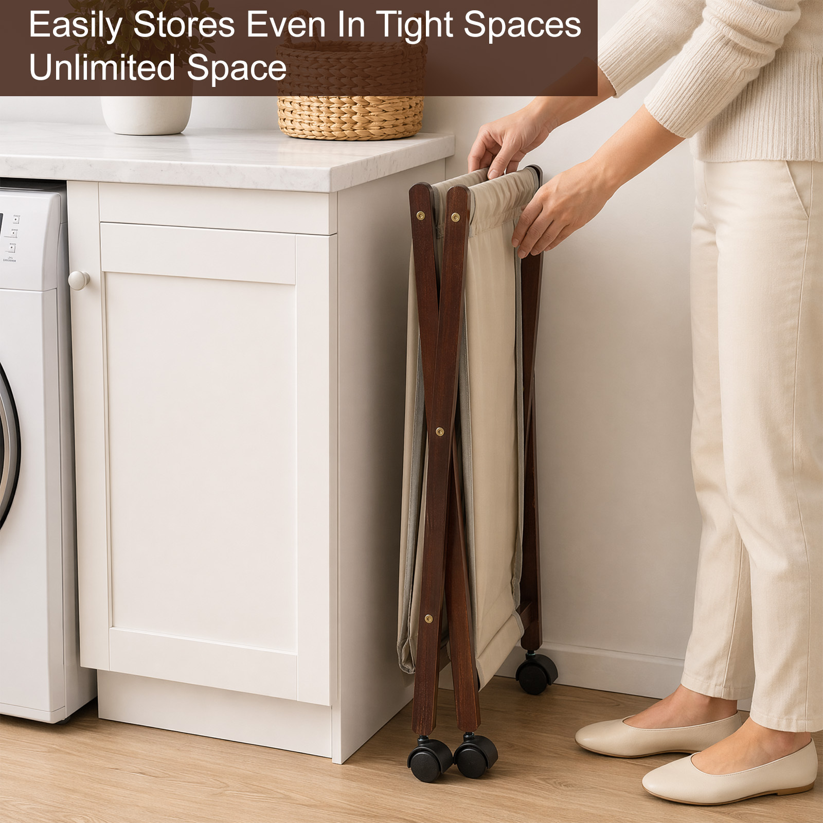 Foldable Large Laundry Hamper with Lockable Wheels