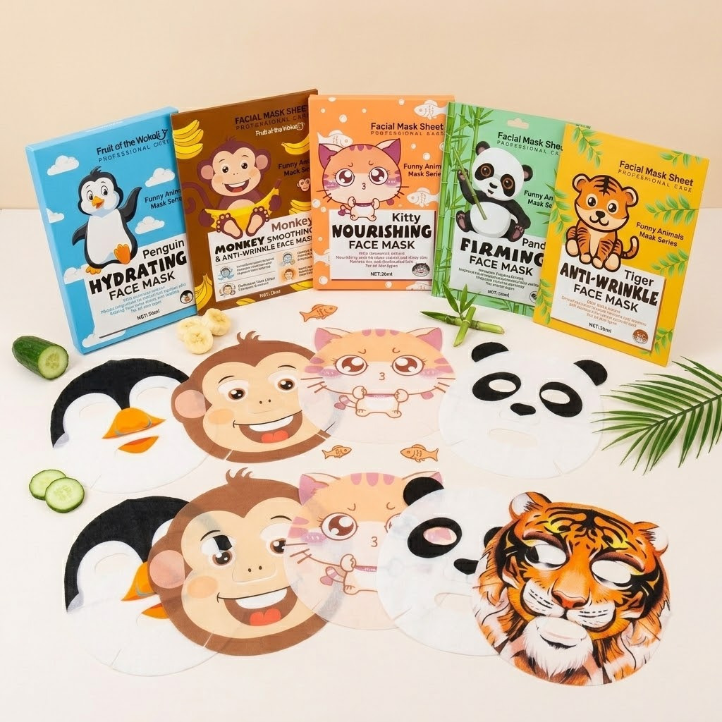 TEMU Lot de 5 masques faciaux amusants avec des personnages variés