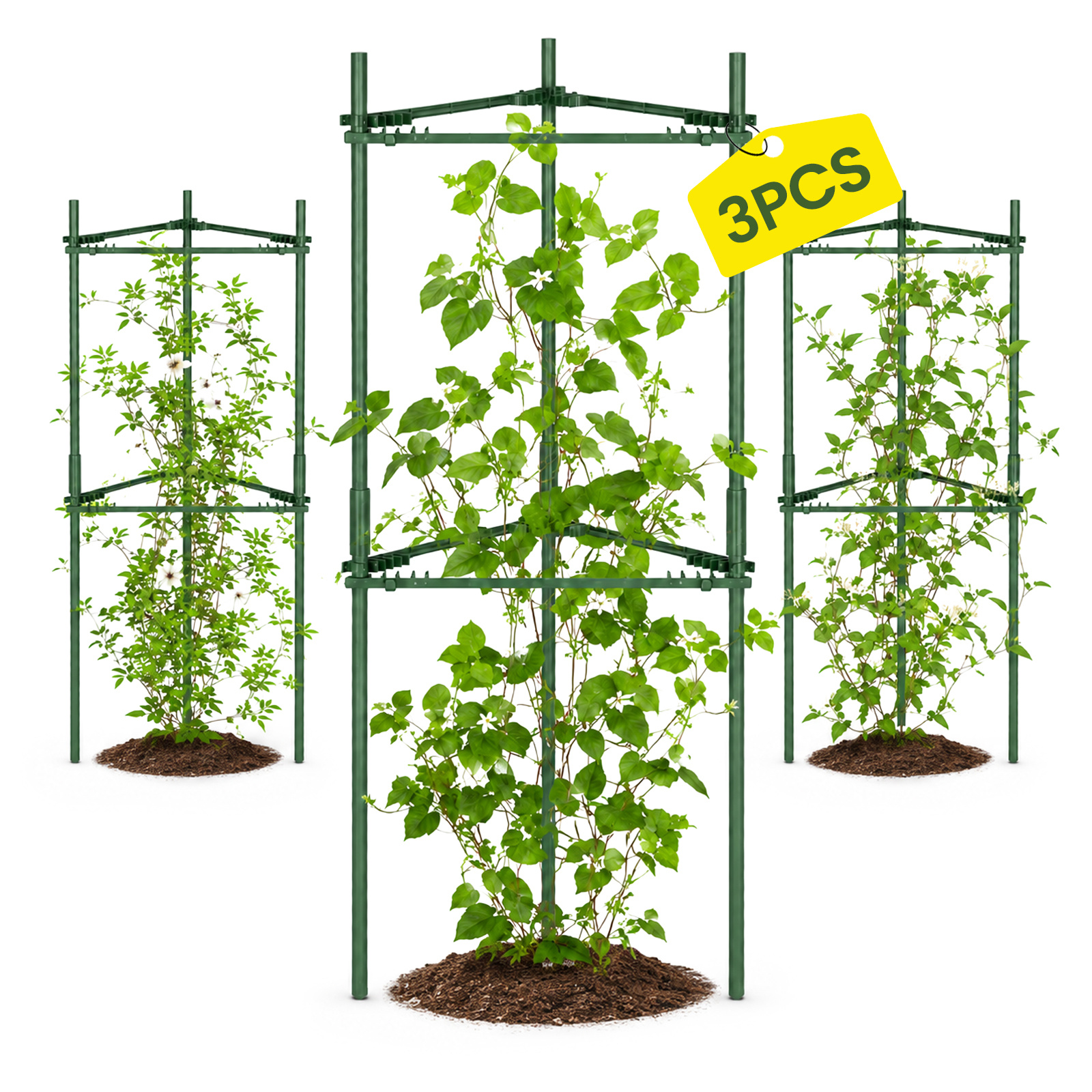 Image of 3rd Set Of , Triangular Metal Plant Supports - 28 Cm Wide, 80 Cm High - Ideal For Tomatoes, Grapes, , And Passionflowers; Essential For Potted Plants, Greenhouses, And The Garden.