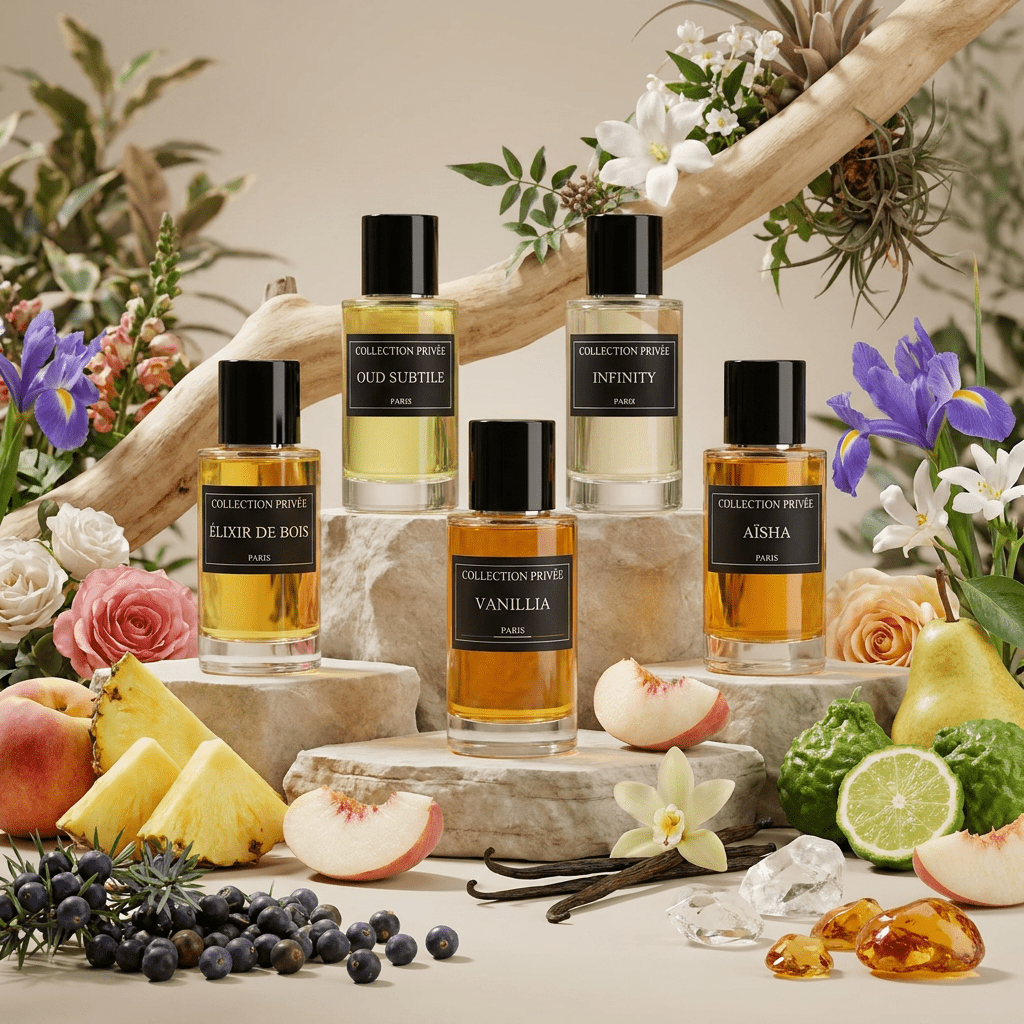 TEMU de 5 Parfums COLLECTION PRIVÉE – ÉLIXIR DE BOIS, OUD , , INFINITY et AÏSHA – 5 × 50ml