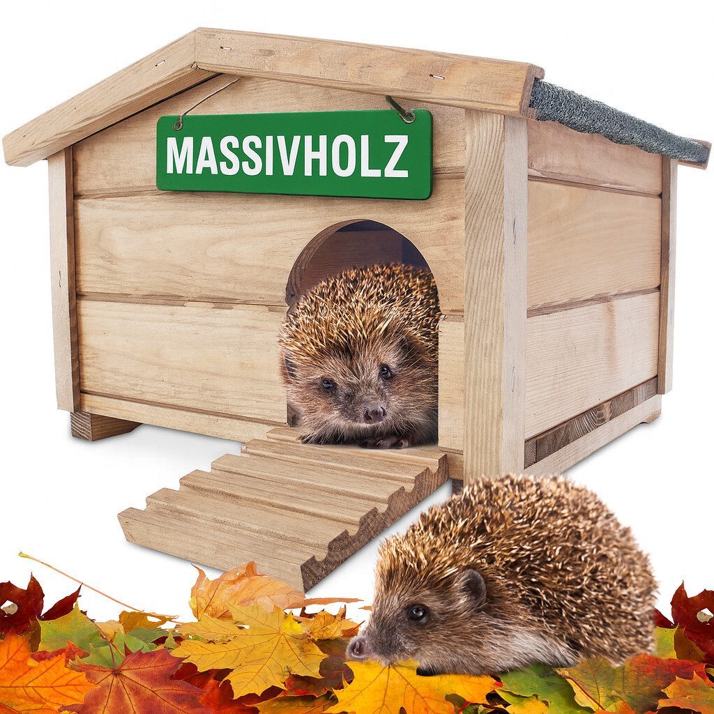TEMU Hedgehog House Weatherproof 44 X 40 X 29 Cm Made Of Solid Wood - Hedgehog Hut And Winter Quarters For The Garden With Labyrinth Entrance Against