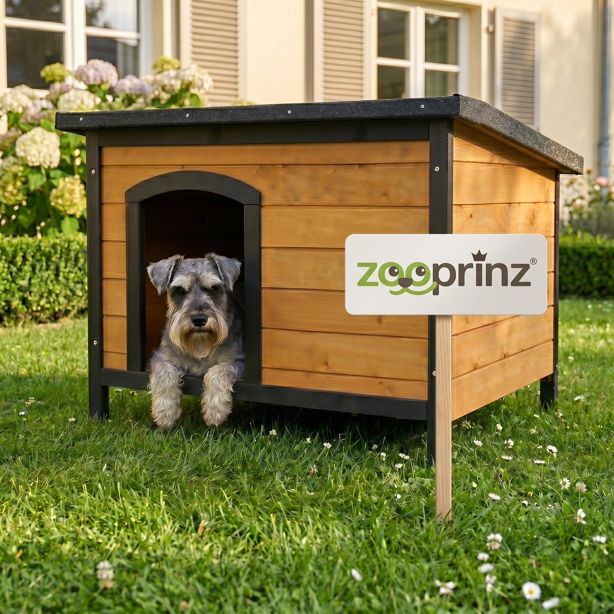 Image of Weatherproof Wooden Dog House , L, Xl – Outdoor Dog House Made Of Stained Pine Wood With Folding Roof For Opening, 4 Raised Wooden Feet With Plastic Caps, For Small, Medium, And Large Dogs And Cats