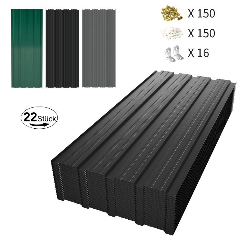 TEMU Building Plate, , Corrugated , Roof Plate, Basic , Suitable For , Farms, Home Installation And Renovation, 0.25 Mm Thick, 22pcs Of Iron Plates,