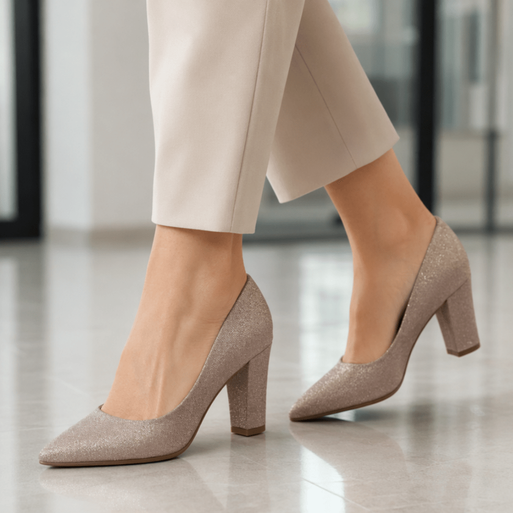 TEMU Elegant Heeled Shoes For Women With Glitter Appliqués, Versatile Shoes, Comfortable For The Office, Casual Or , Suitable For , Weddings And