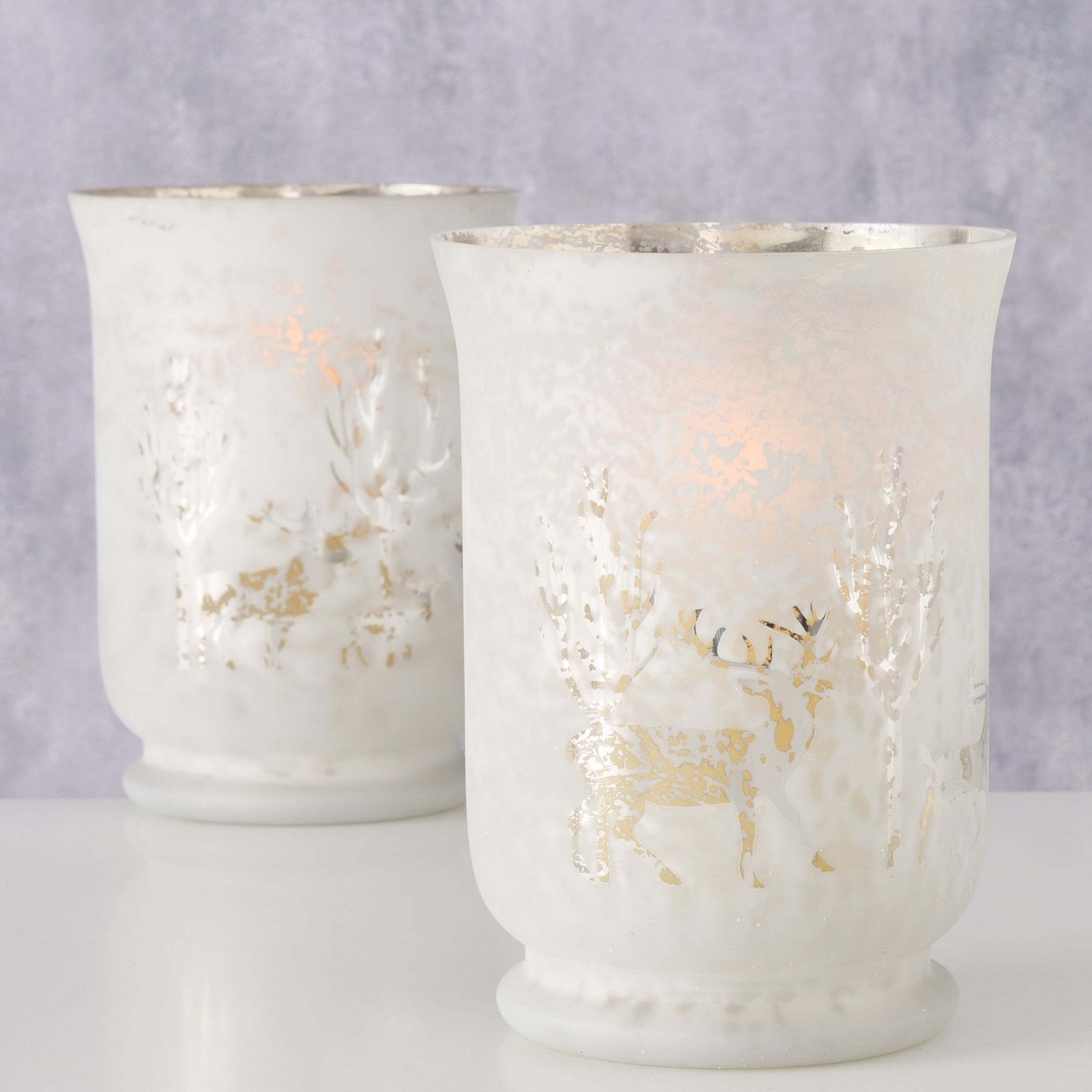 Light Large H20cm White 3 Christmas Candle Tealight Holder