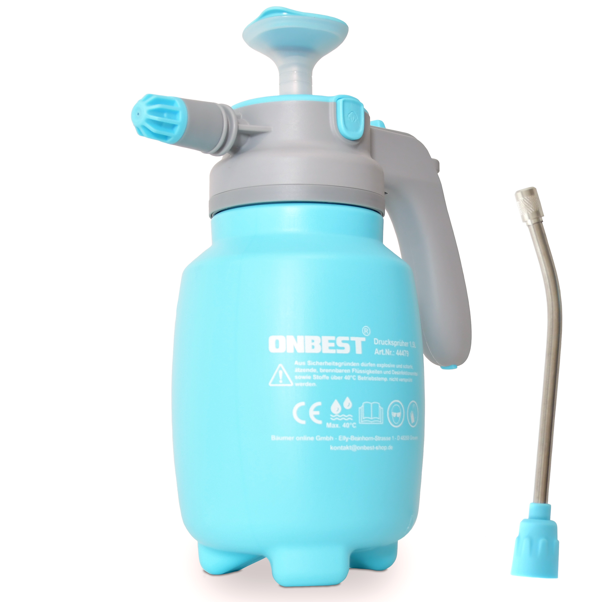 Image of Spray Gun 1.5 With Spray Lance - Hand Sprayer And Plant Sprayer Up To 2., Adjustable Nozzle From Mist To Jet, Level Indicator, Pressure Relief Valve, Anti-slip Grip, Pp Plastic.