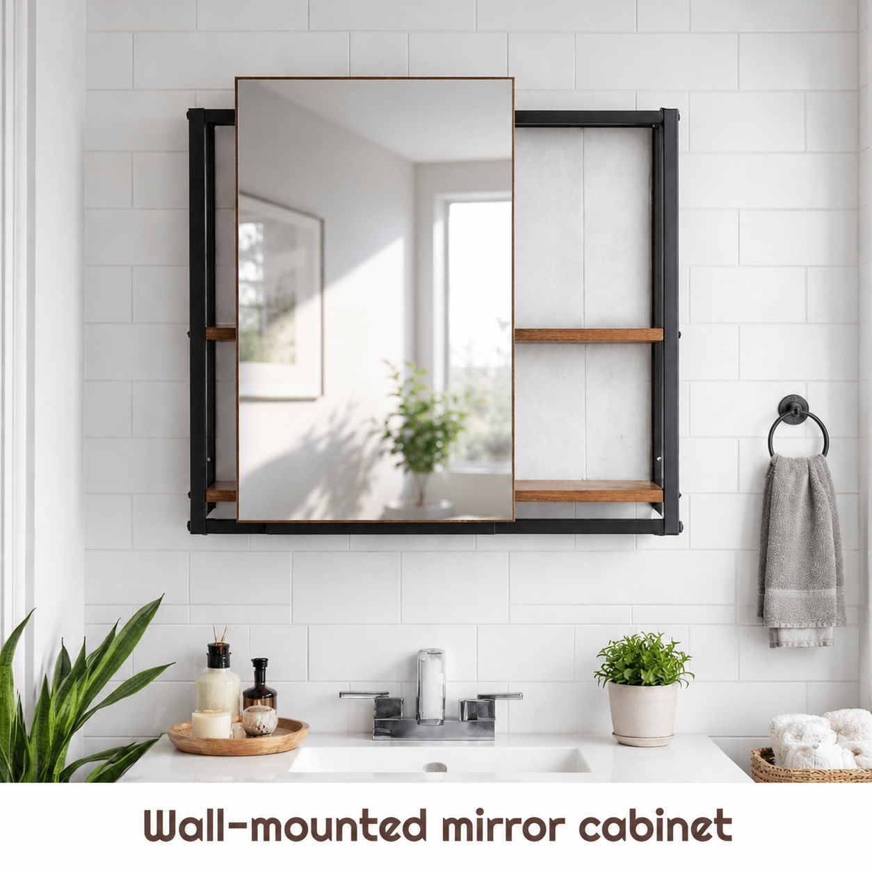 Sliding Door Bathroom Mirror Storage Cabinet