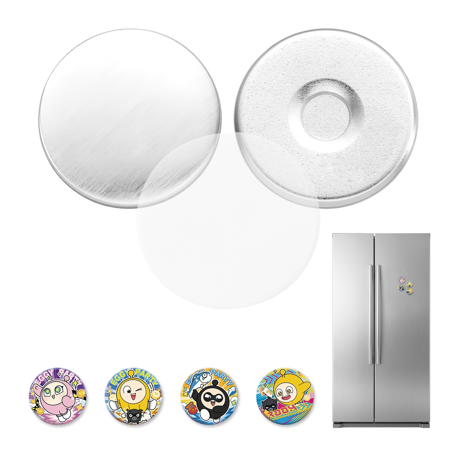 TEMU VEVOR Fournitures pour Créateur de Badges 50 Lots d'Aimants de Réfrigérateur 0,98 po / 25 mm, Pièces de Badges avec Dos Magnétique, Coques