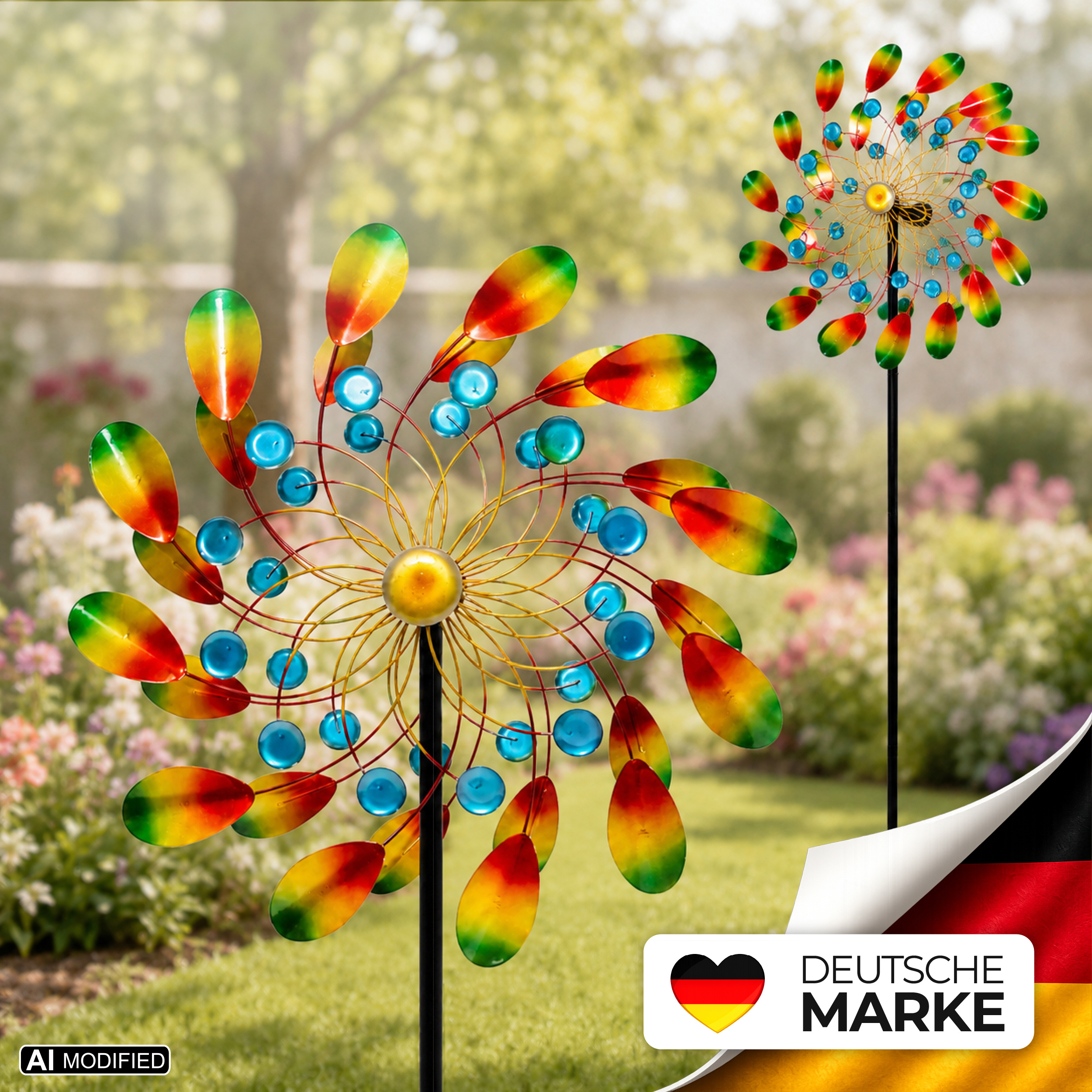 Peacock Metal Wind Spinner For Garden, Colorful Wind Chime, 212 Cm Tall