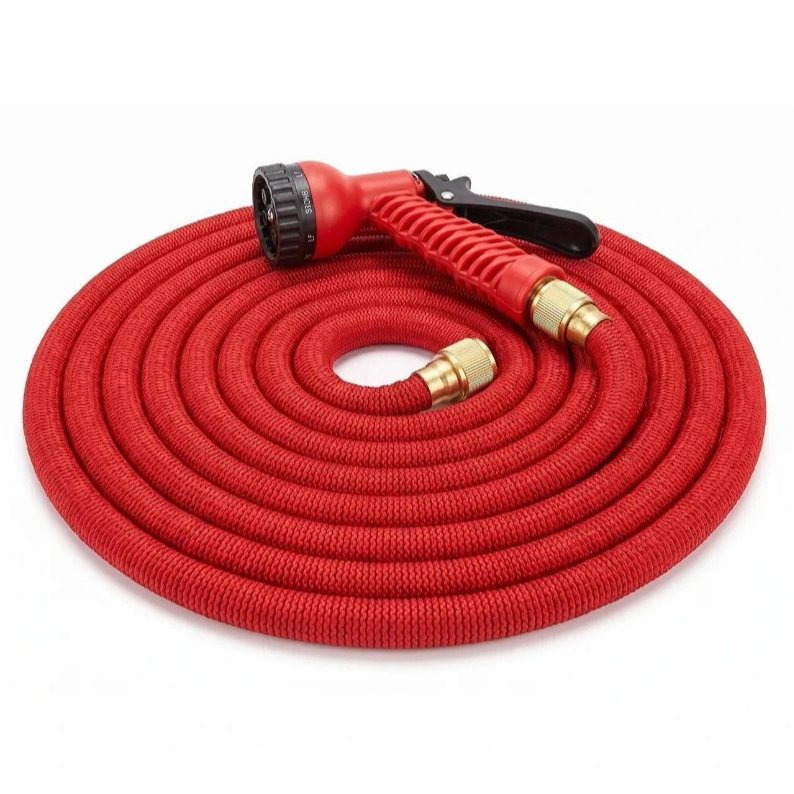 TEMU Garden Hose Flexible Anti-kinking, Kit With 8-function Multifunction Gun And Brass Fittings, Lightweight 3-layer Resistant Nozzle For Watering