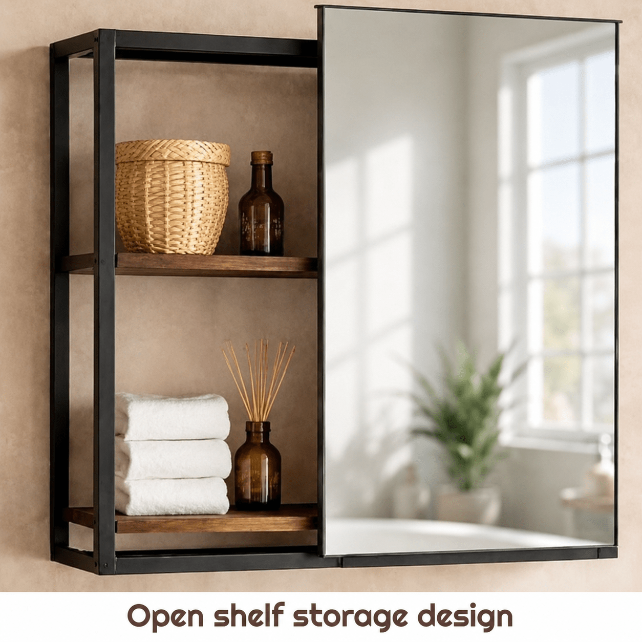Sliding Door Bathroom Mirror Storage Cabinet