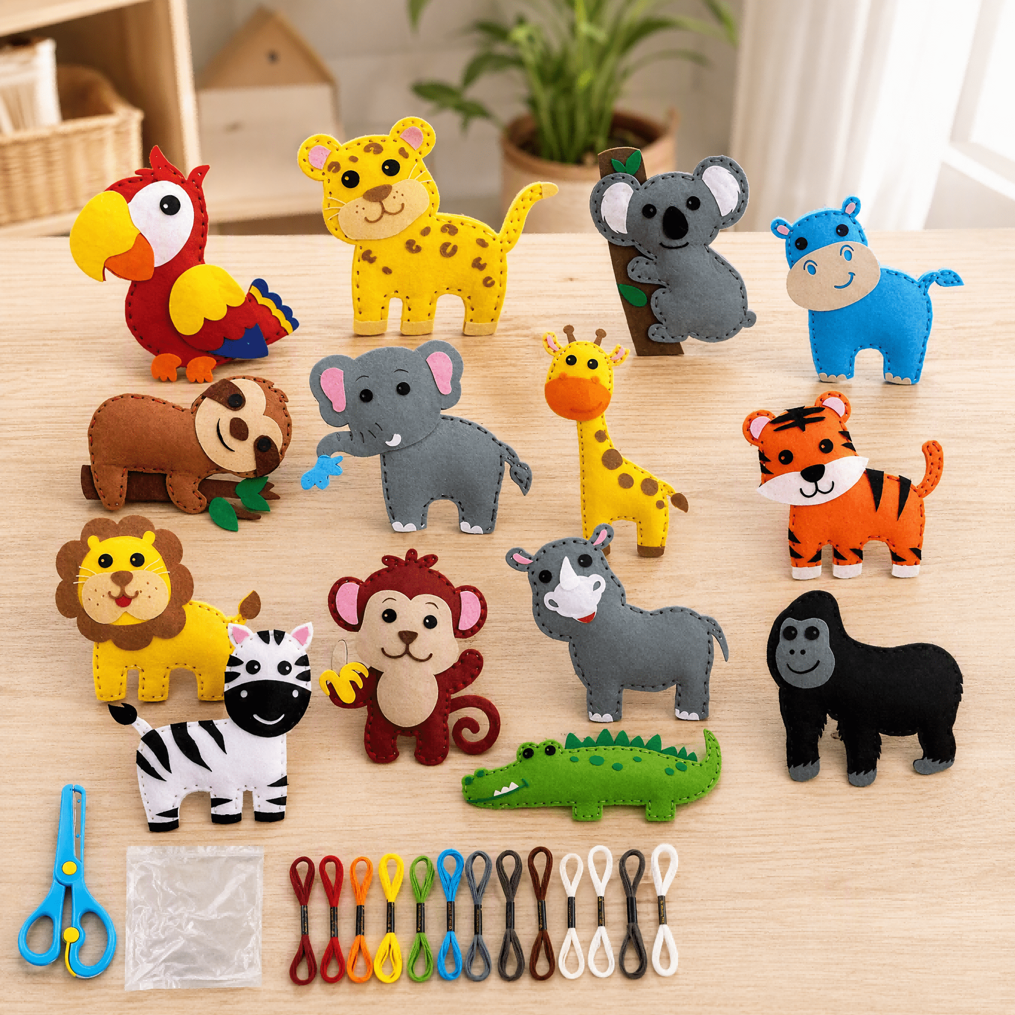 Image of 14pcs Beginner Sewing Craft Set, Diy Animal Plush Decoration Hand Sewing Kit