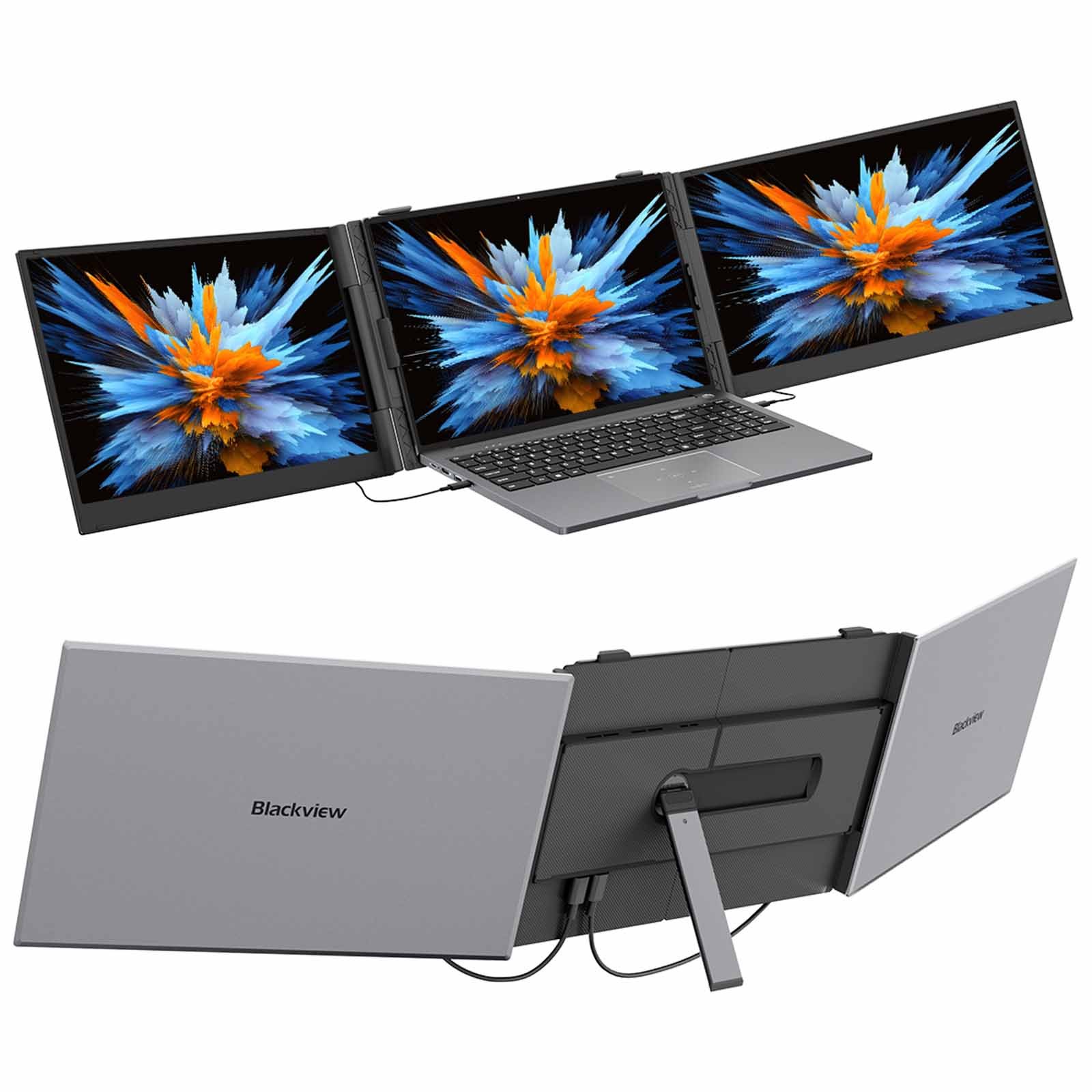Image of Blackview Portable Monitor | Laptop Screen Extension - Triple 14-inch Ips Fhd 1080p Screen Extension, Usb-c/ For 13.5-17.3 Inch Laptops/ /win/