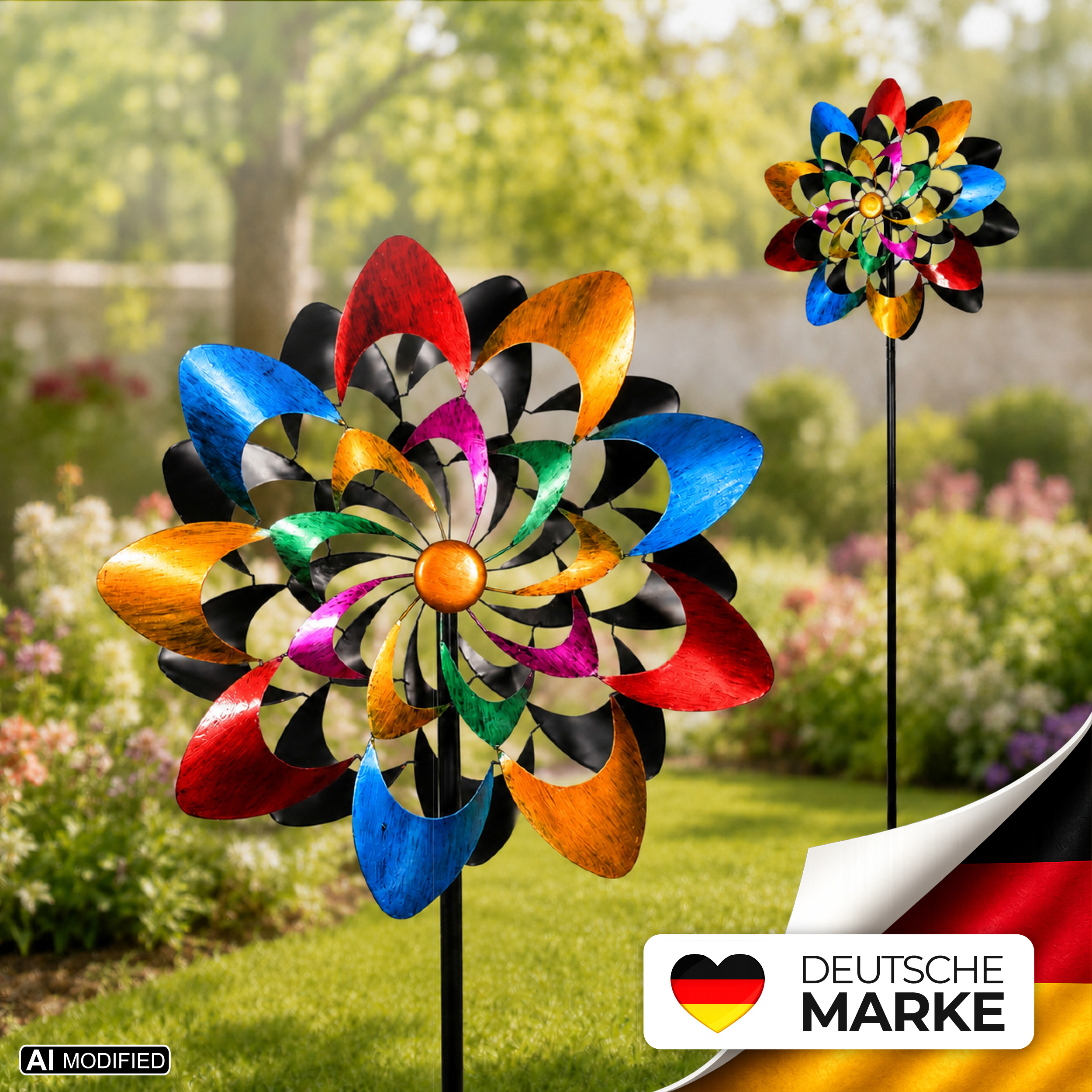 Image of Garden Kaleido Windmill, Colorful Metal Wind Chime With