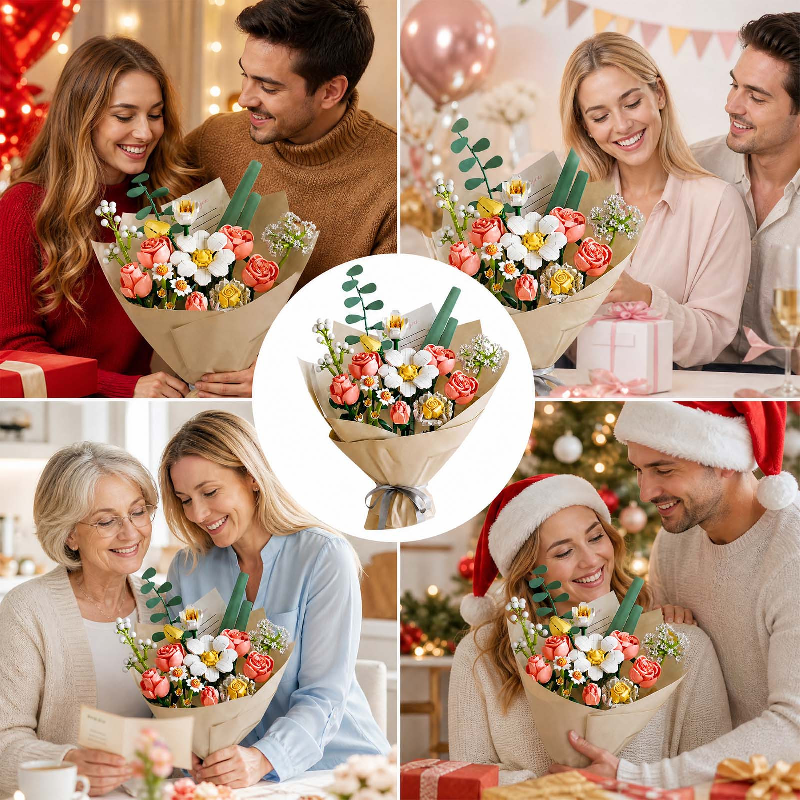 864 Pieces 3D Wooden Flower Bouquet Puzzle Kit