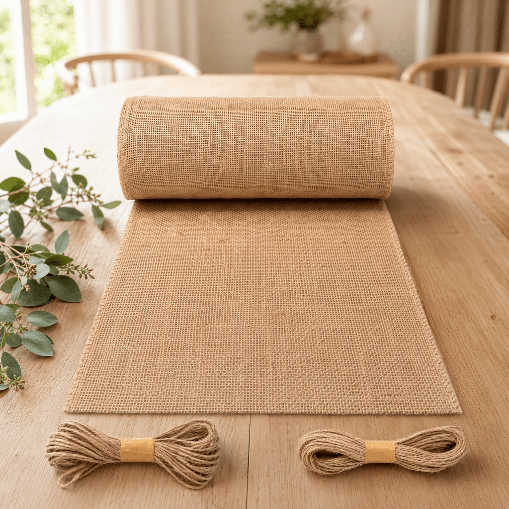 Image of Basic Jute‑style Table Runner, 30×1000cm Natural, Medium‑weight Fabric, Rustic Farmhouse Style, Machine Washable Easy‑care For Home Party Table Decor