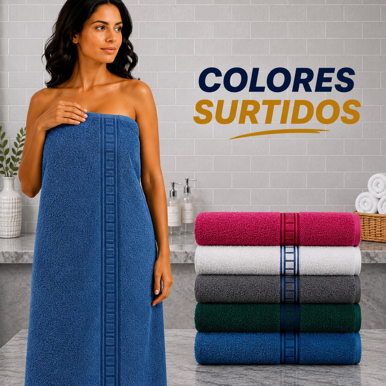 TEMU Sábana de Baño 100x150 cm 100% Algodón – Toalla de Baño Gigante de y Absorbente, Color Liso Teñido, Uso Diario Hogar y Hotel