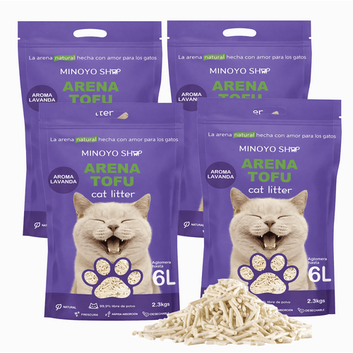 pack 4 para gatos agromerante de tofu para gatos sin polvo de aglomerar los olores se lanza en el inodoro 4pcs aglomera 6l
