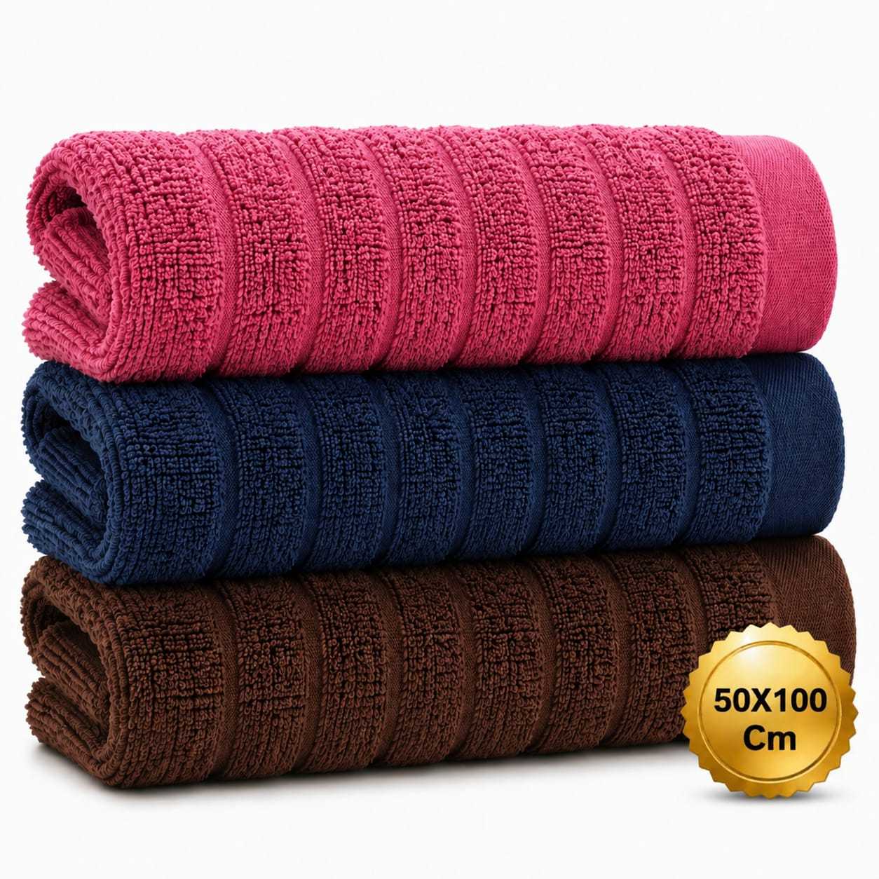 TEMU Juego de 3 Toallas de de Algodón – Toallas de Para Baño, Rizo y Absorbente, Secado Rápido, Calidad Hotel para Baño, Gimnasio, Cocina y Tocador