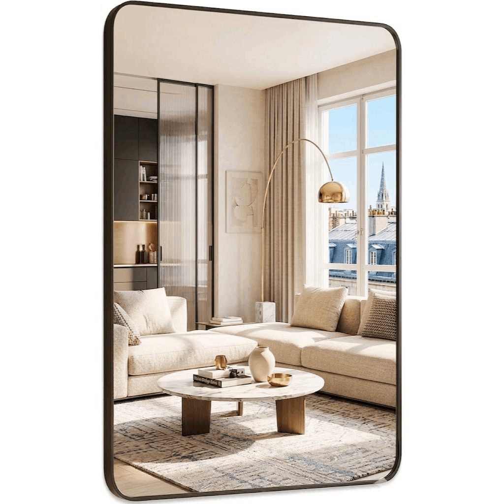 TEMU Espejo de Pared Minimalista - Fino de Aluminio - Diseño Rectangular Reversible para Recibidor, Baño o Tocador