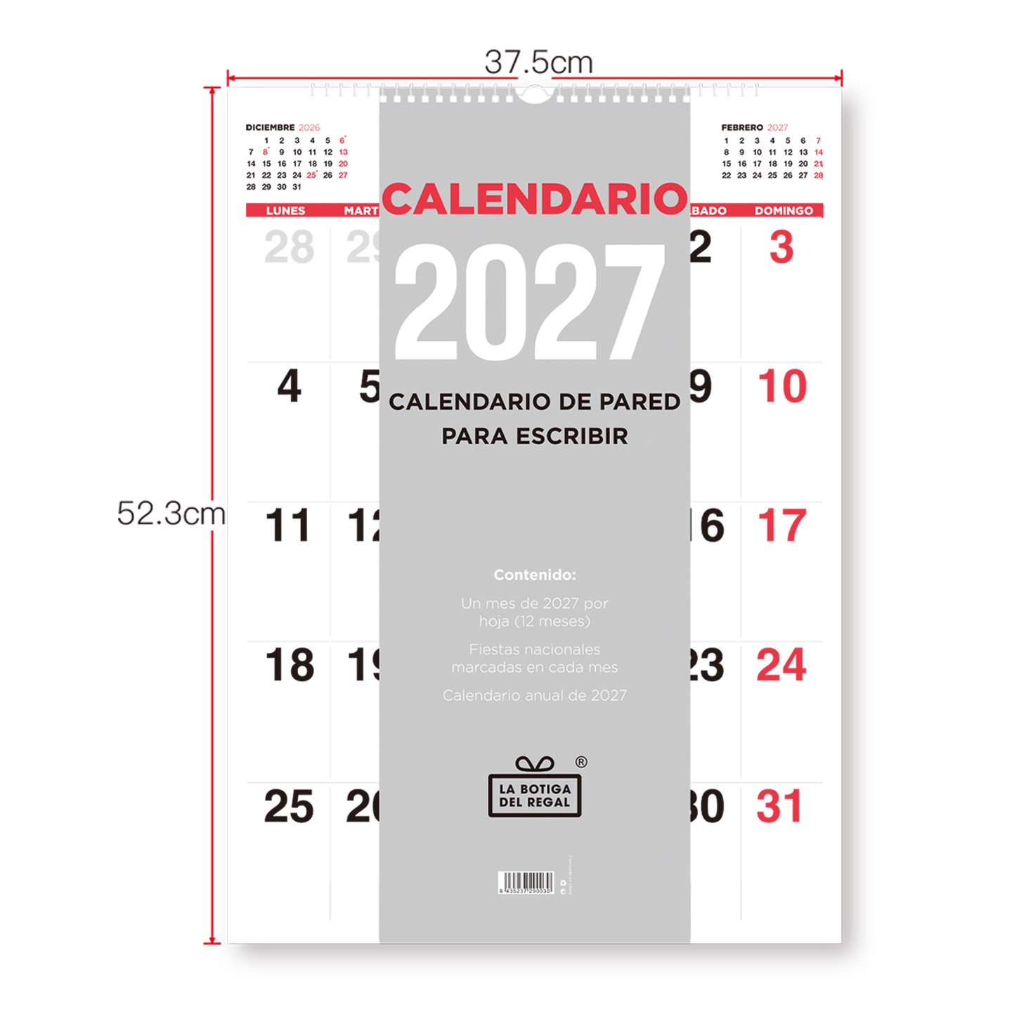 TEMU Calendario de pared de papel 2027 / Agenda mural de papel 2027 / Planificador mural de papel 2027 / Calendario mensual de papel / Calendario de