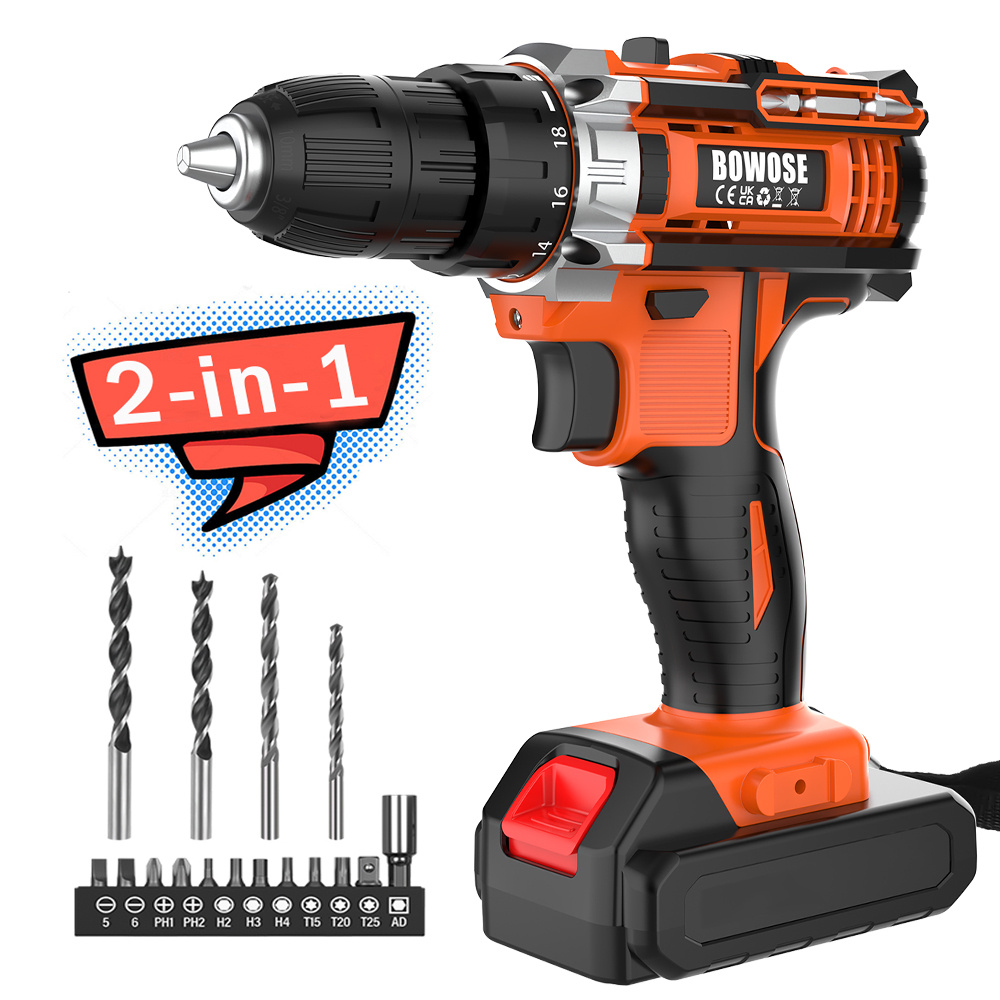 21v Battery Drill Set, 45nm Cordless Screwdriver, 2-gear & Led, 18+1 Torque , Mini Drill Set With Battery, 4x Spiral Drill And 12x Screwdriver Bits For Home Garden For Screwing, Drilling