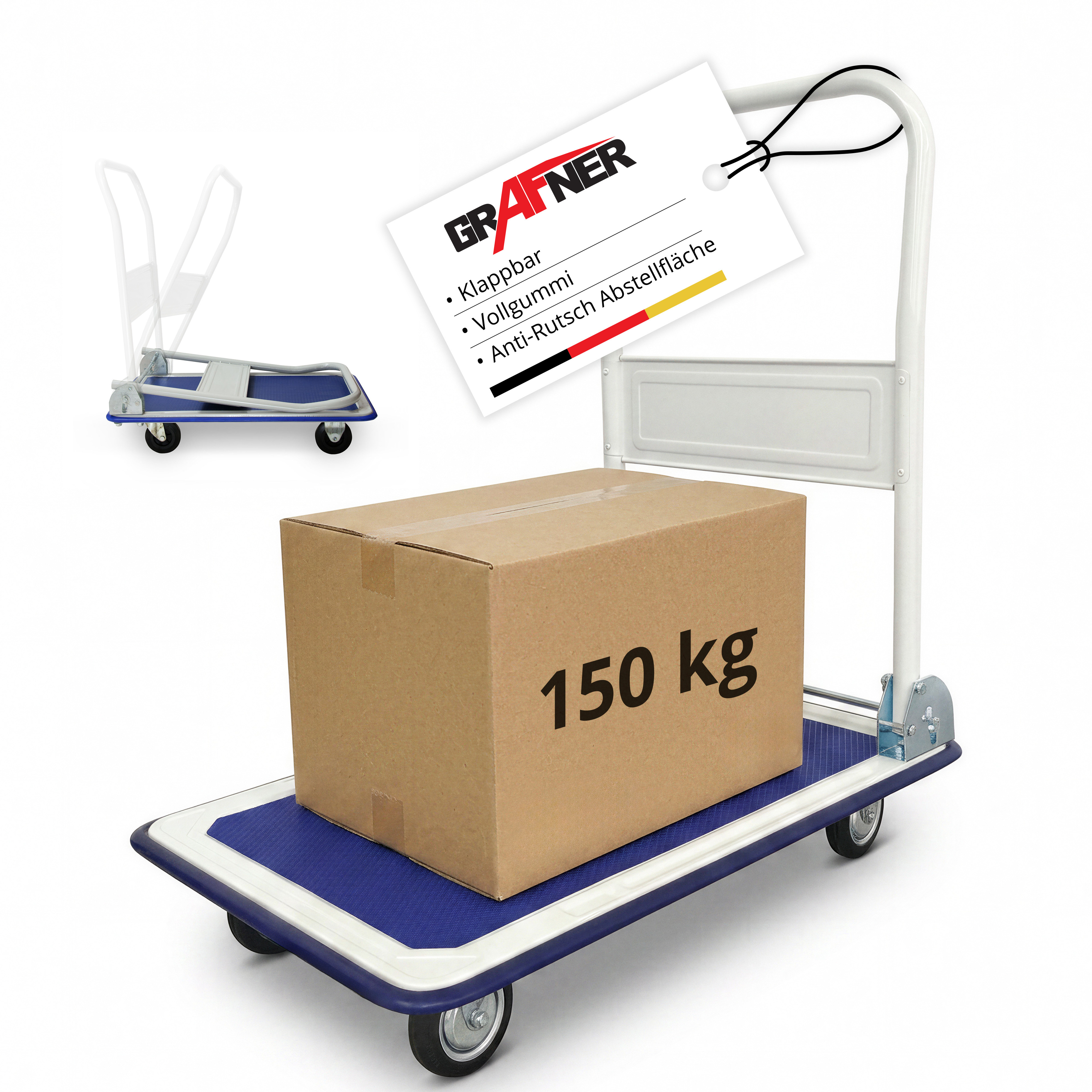 TEMU Industrial Platform Cart With Puncture-proof Tires, Foldable, 150 Kg Load Capacity, Anti-slip Coating And Rubberized , Large Loading .5 X 72.5