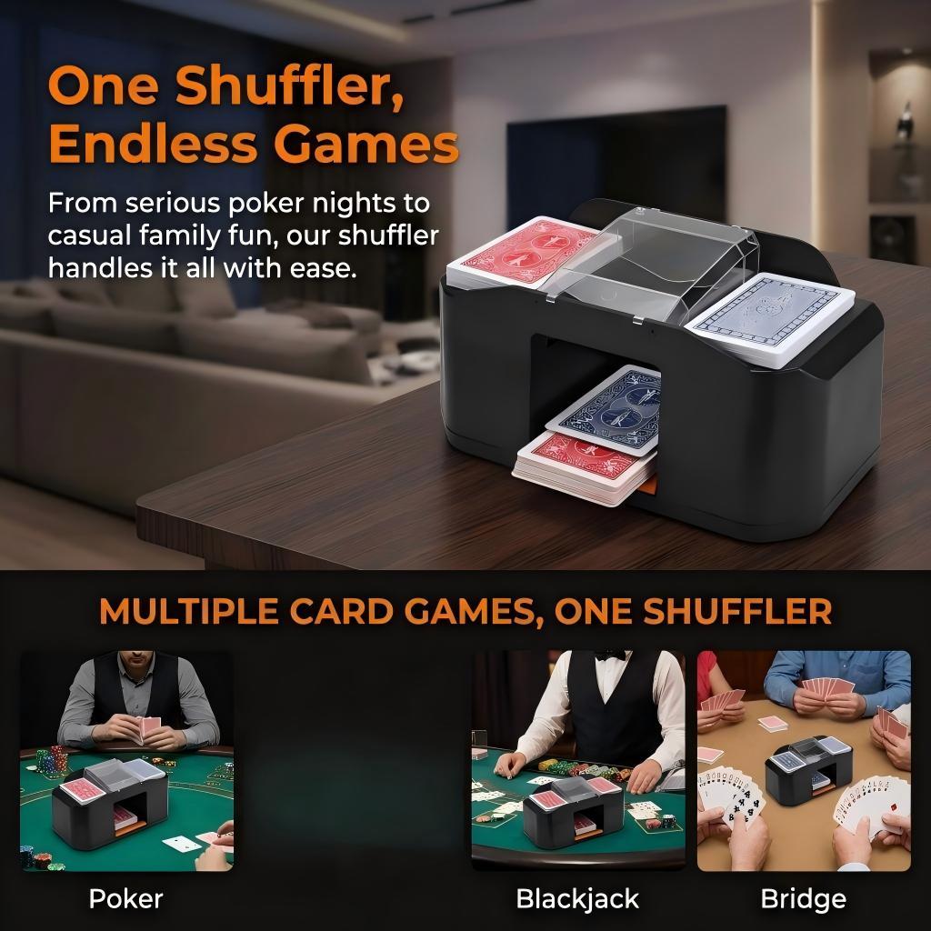 Image of Rechargeable Automatic Card Shuffler, 2000mah Battery Operated Card Shuffling Machine, Low‑noise Belt‑driven Electric Card Shuffler For Poker Home Party Game