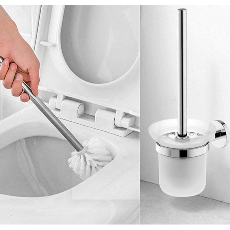 Wall-mounted Toilet Brush Holder – No Drilling Required | Bathroom Cleaning Accessories (includes Wall-mounted Brush Holder And Toilet Brush)