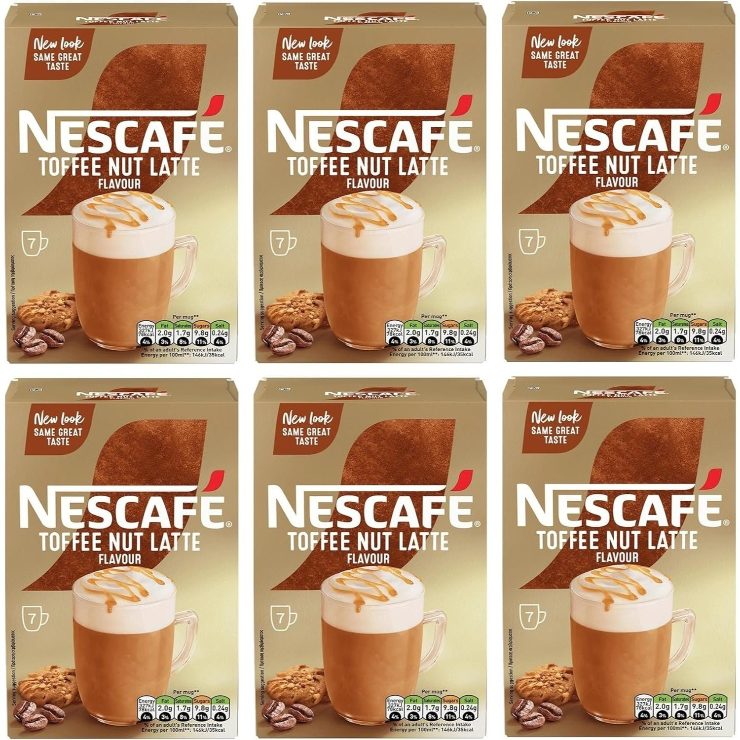 TEMU Nescafé Toffee Nut Latte Instant Coffee Sachets X7 (pack Of 6, Total 42 Sachets)