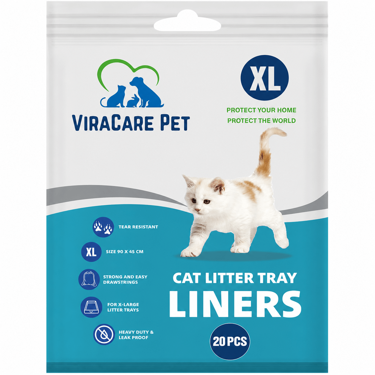 TEMU 20 X Cat Extra Large | With Drawstrings | Heavy Duty And Leak Proof | For Litter Trays | Cat Litter Bags | Size 90x45 Cm | 2 Mil Thickness | (1