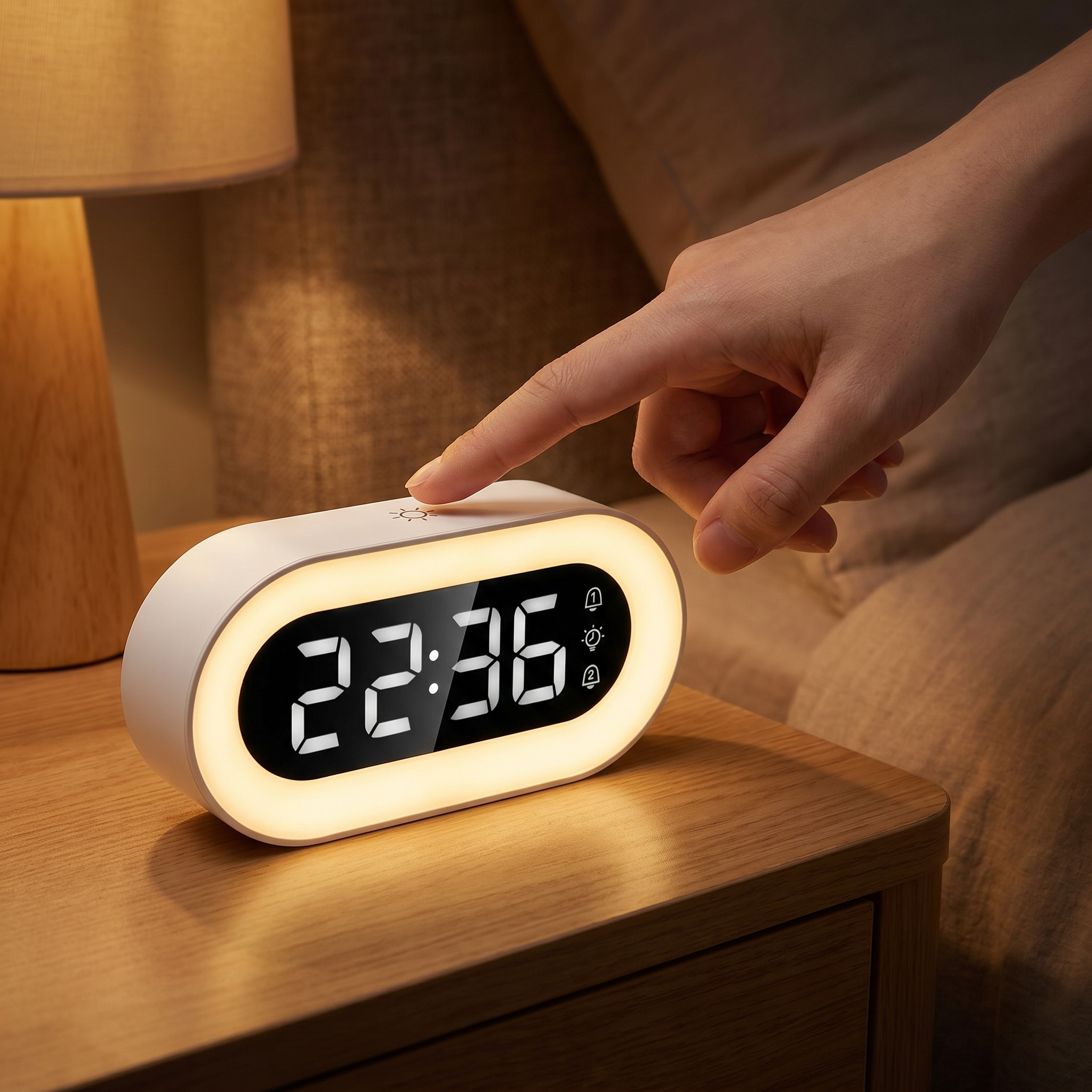 Image of Multifunctional Bedside Digital Alarm Clock, Dual Alarm Function, 18 Ringtones Adjustable Brightness Volume Energy Saving Mode For Bedroom Home Decoration Holiday Gift