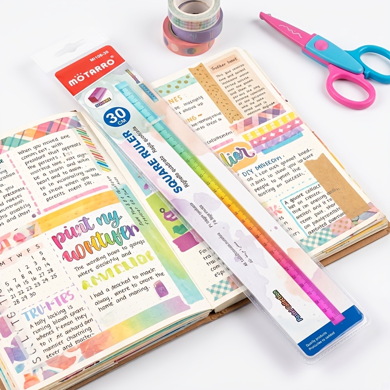 Geometric Drawing Tools, Colorful Ruler and Cube