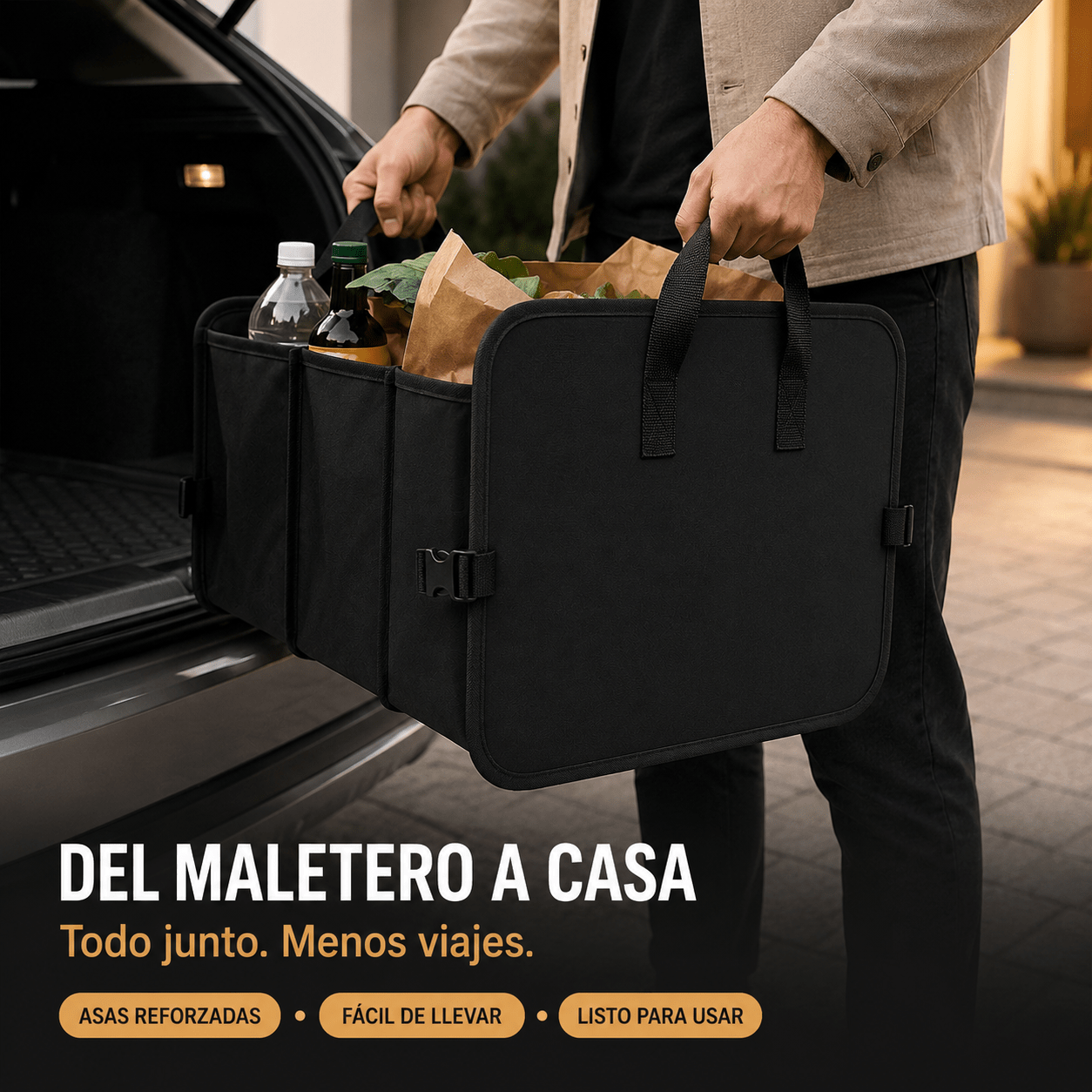 TEMU Organizador de Maletero de Coche Plegable 57 × 29 × 31 cm, de Almacenamiento de Gran Capacidad Compartimentos, Bolsillo Térmico con Cremallera,