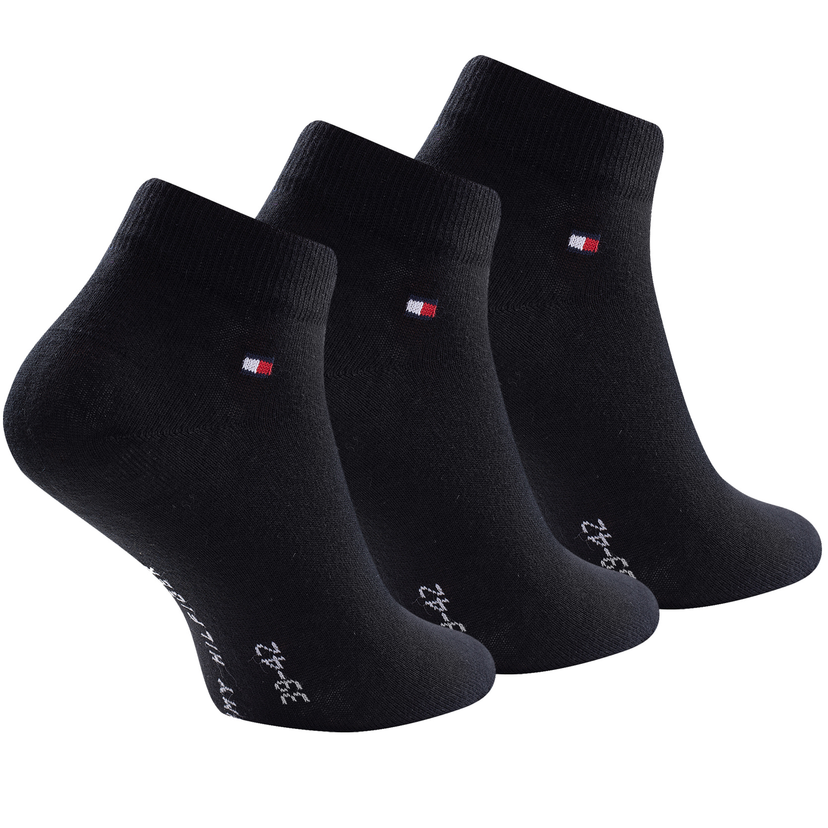 Hilfiger Black Ankle Cotton Logoed Original Socks, 3 Pairs, Unisex