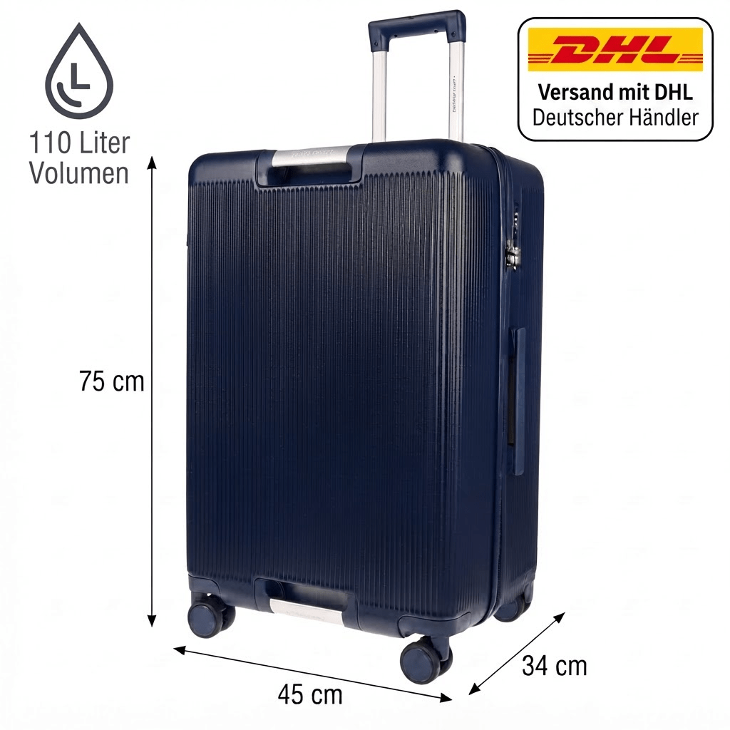 Image of Christian Wippermann Xl Large 4-wheel Suitcase 46x75x30cm With Travel Over 115 , Hard Suitcase 4.4 Kg Light For