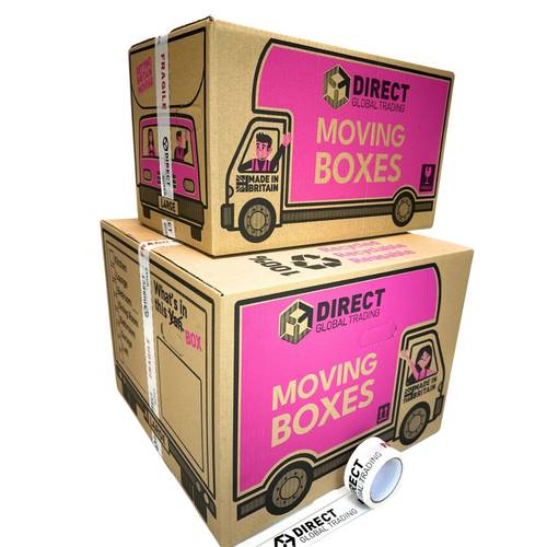item picture pack of 20 extra large 53 x 53 x 41cm and large 52 x 30 x 30cm cardboard boxes with fragile tape 66m fragile tape xl boxes 115l capacity and large boxes 47l capacity stackable reusable built in carry handles moving boxes storage boxes shipping boxes fast from uk seller