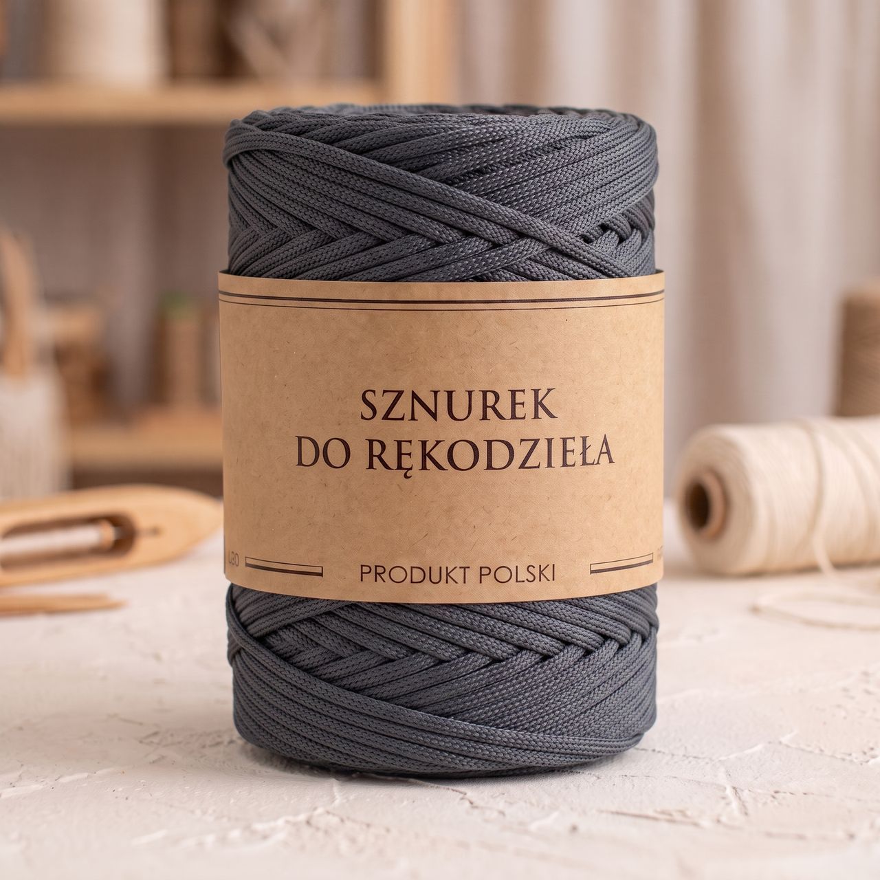 TEMU Polyester Flachseil für Makramee Handarbeiten Dunkelgrau 5mm 100m