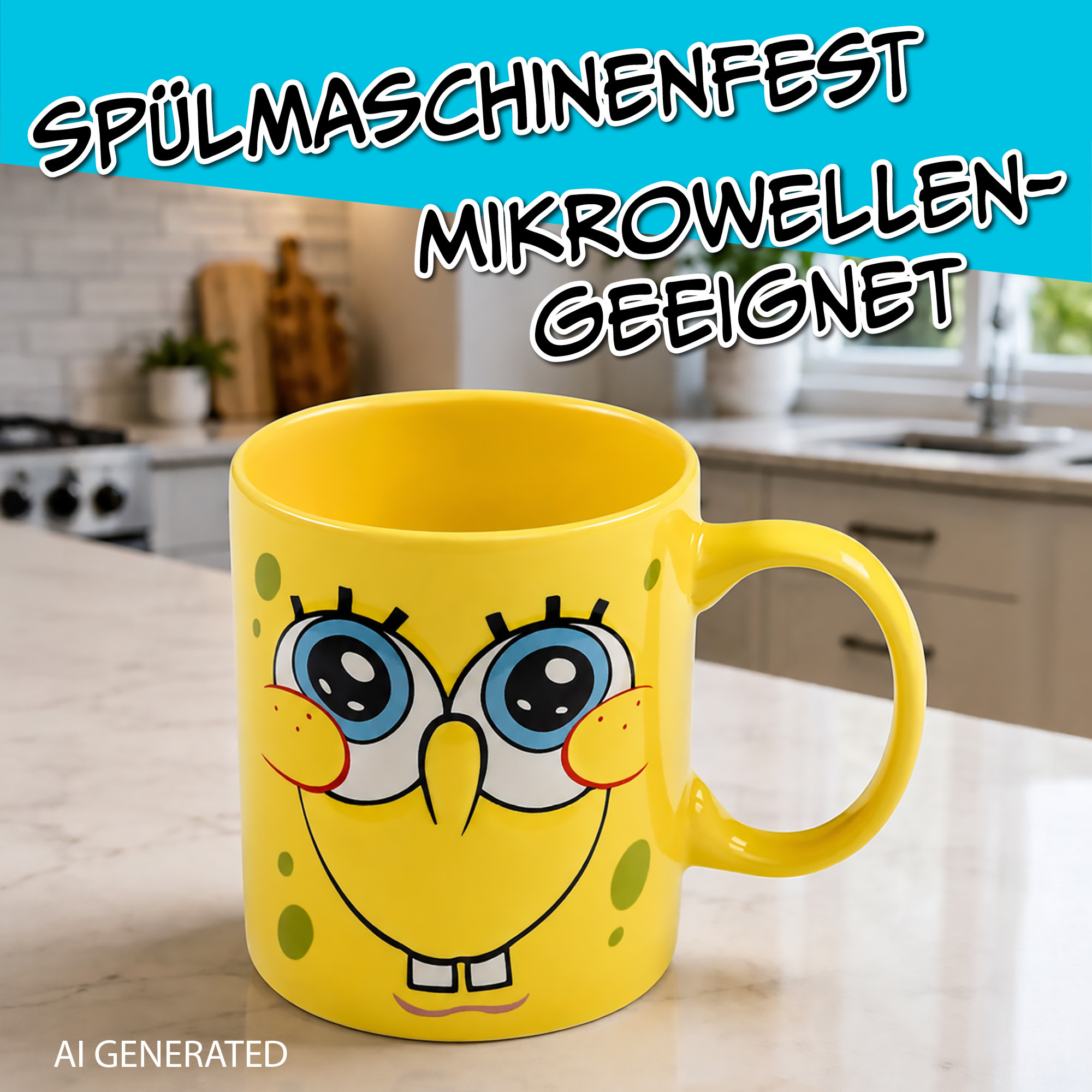 Image of Spongebob 3d Mug - Face Coffee Mug Ceramic Yellow 320 Ml