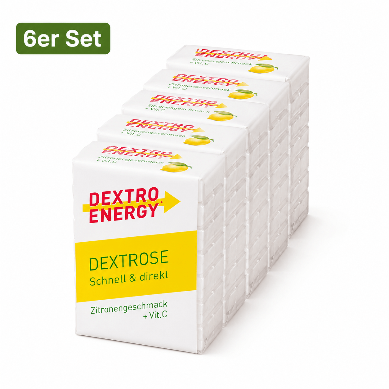 Image of Dextro Energy Dextrose Lemon 6-pack – Glucose With Lemon Flavor & Vitamin C – Quick Carbohydrate Source For Sports, Work & On-the-go