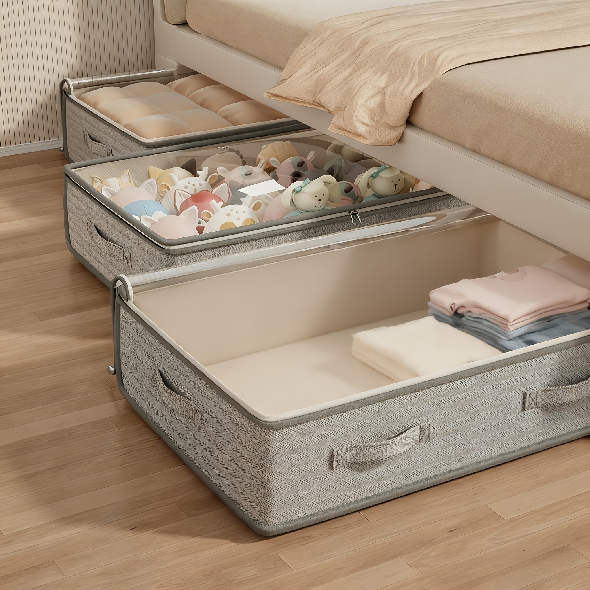 3pcs Foldable Under-Bed Storage Organizers for Clothes